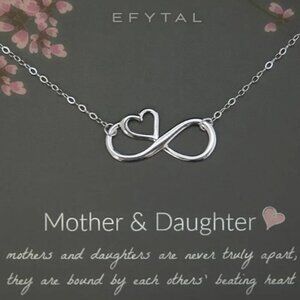 Infinity 925 Sterling Silver Mother Daughter Necklace NWT